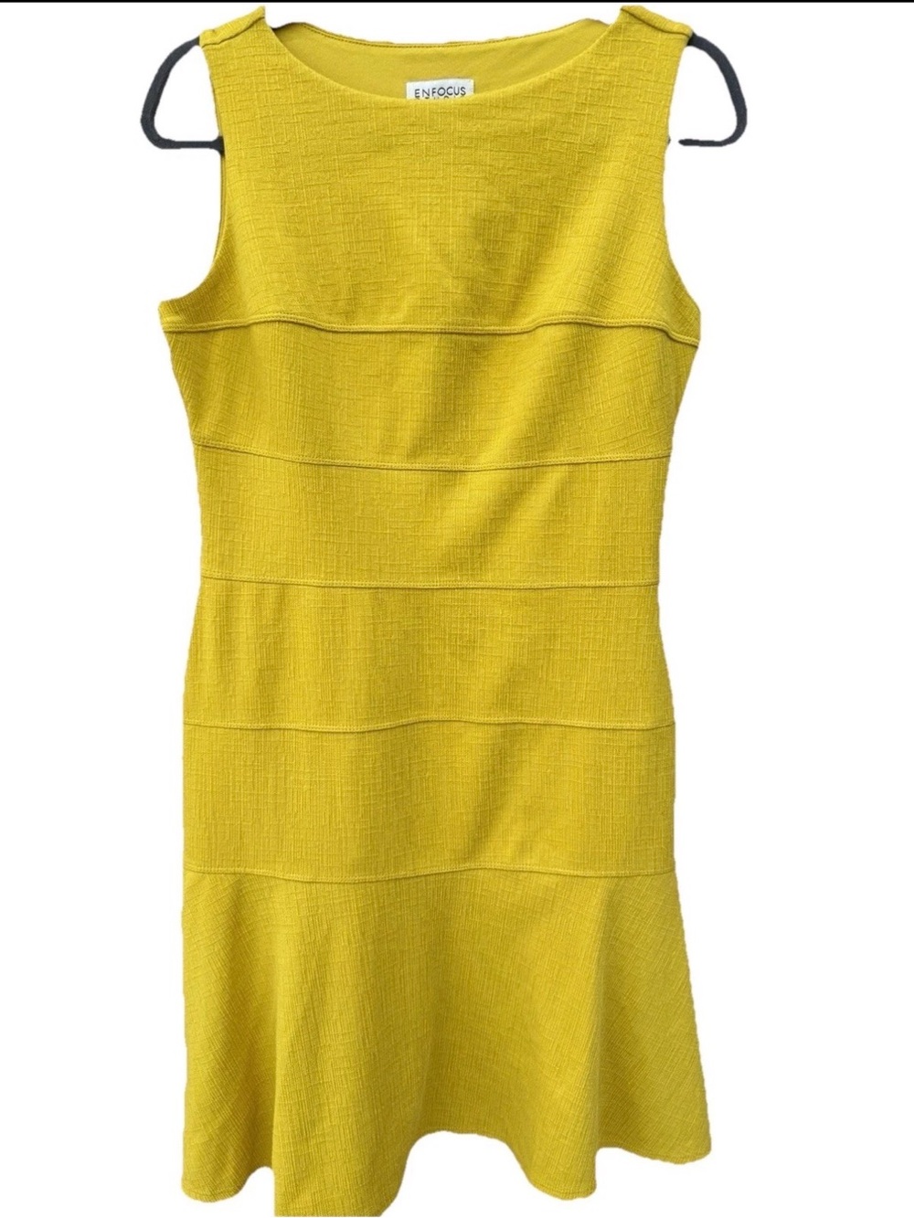 Enfocus Studio Yellow Fit & Flare Sleeveless Knee Dress Round Neck Women Size 6 - Picture 2 of 8